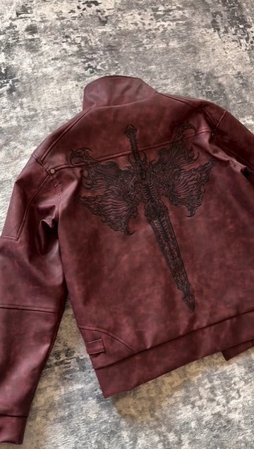 Burgundy Moto Jacket