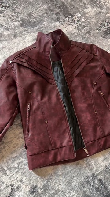 Burgundy Moto Jacket