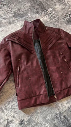Burgundy Moto Jacket
